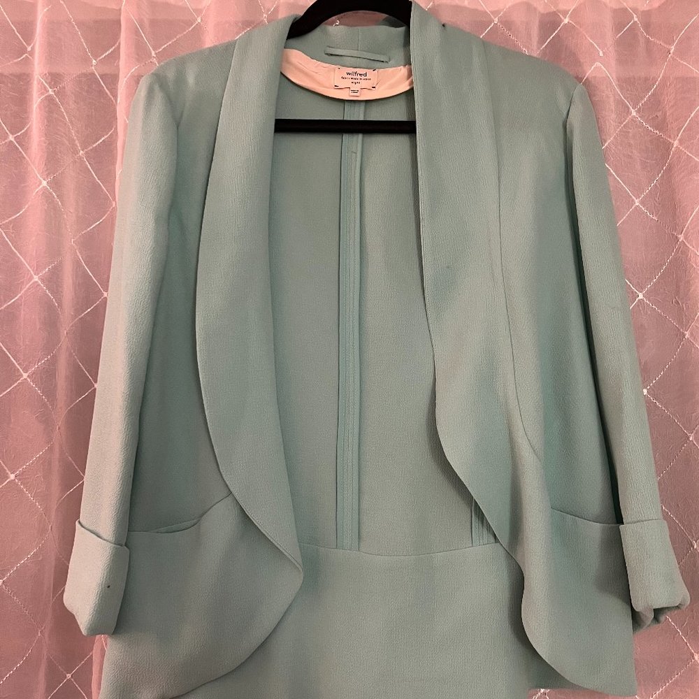 turquoise aritzia wilfred blazer jacket size 8